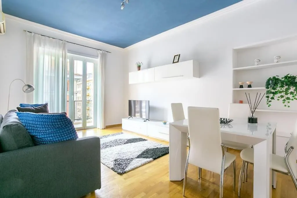 Blue Window In The Center Of Rome Apartment