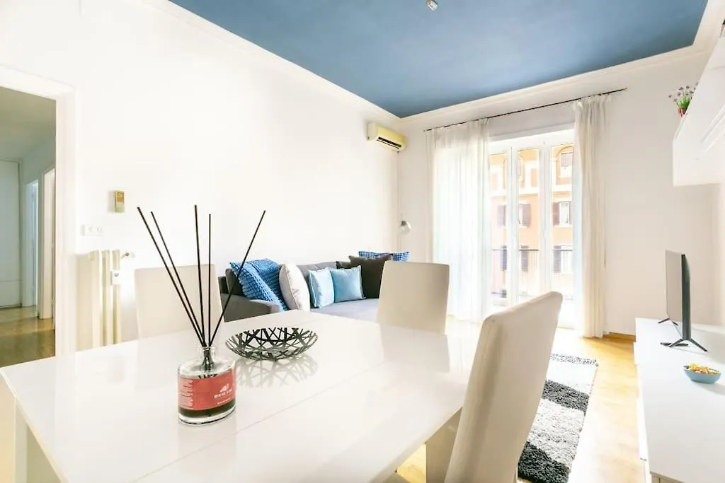 Blue Window In The Center Of Rome Apartment