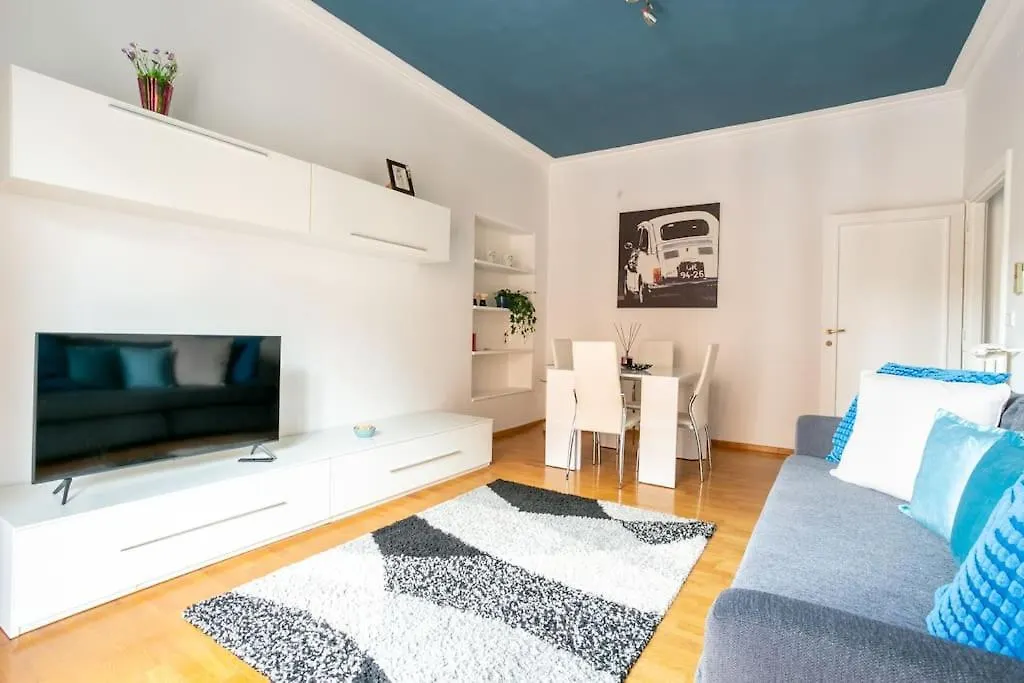 Blue Window In The Center Of Rome Apartment Italy